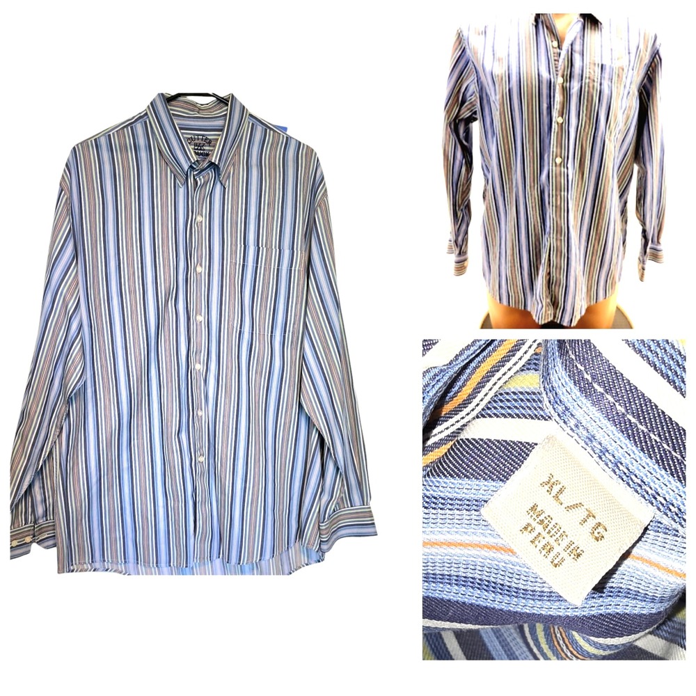 Cutter and Buck Signature Mens size XL shirt long sleeve Colorful‎ Stripe